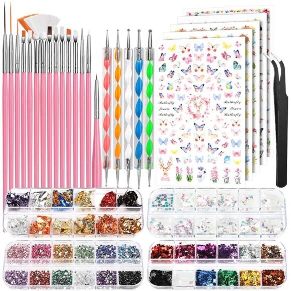 Nail Art Brushes Set, Nail Art Kit, Nail Design Kit, Nail Art Dotting Pens - Picture 1 of 7